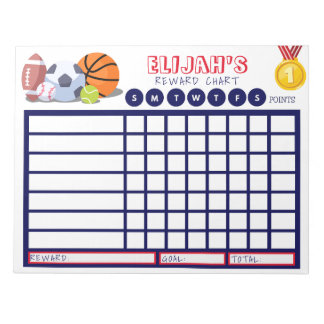 Kids Chore Chart, Personalised Sports Chart Notepad