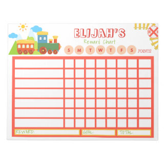 Kids Chore Chart, Personalised Train Chart Notepad