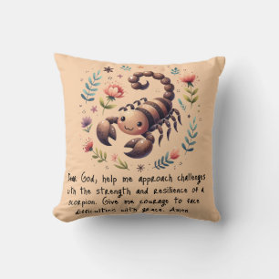 Kids Christian Prayer Woodland Scorpion on Peach Cushion