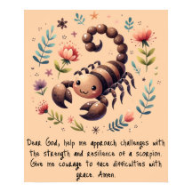 Kids Christian Prayer Woodland Scorpion on Peach |