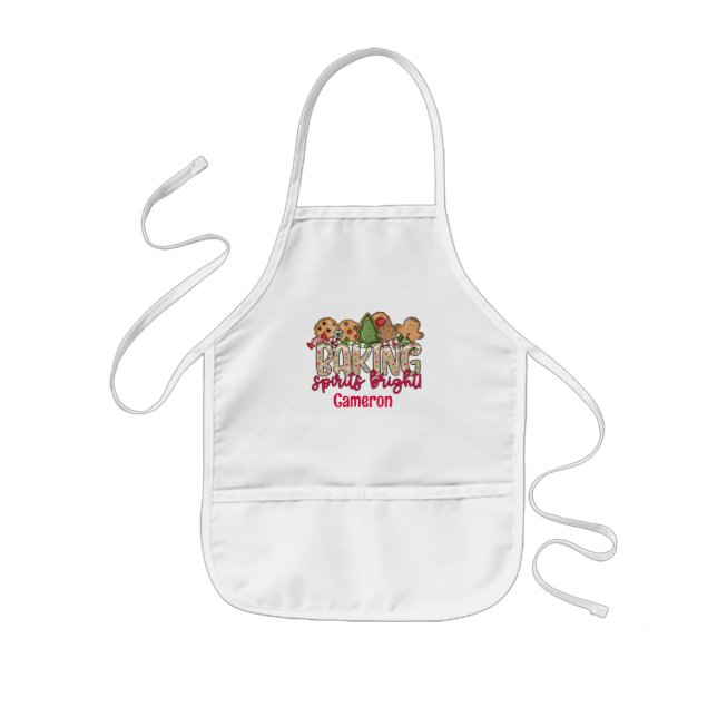 Kids Christmas Apron Baking Spirits Personalised (Front)