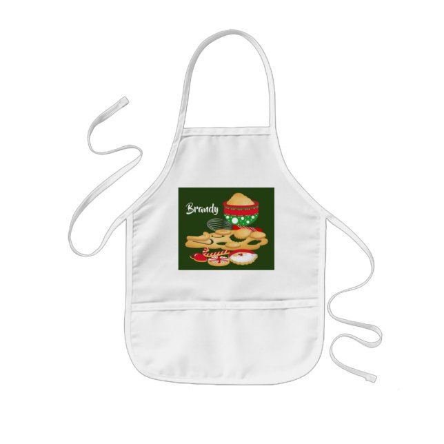 kids Christmas baking apron add name (Front)