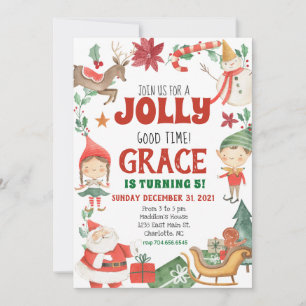 Kids Christmas Birthday Invitation,  Invitation
