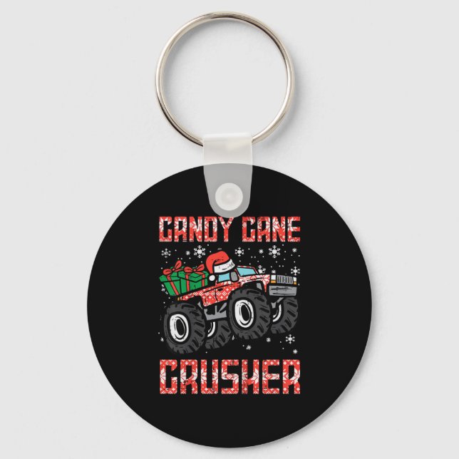 Kids Christmas Candy Cane Crusher Xmas Monster Tru Key Ring (Front)