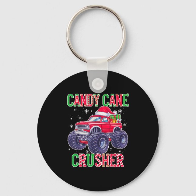 Kids Christmas Candy Cane Crusher Xmas Monster Tru Key Ring (Front)