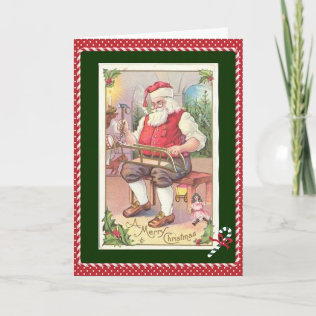 Kid's Christmas Card, Vintage Santa Holiday Card (Front)