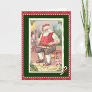 Kid's Christmas Card, Vintage Santa Holiday Card