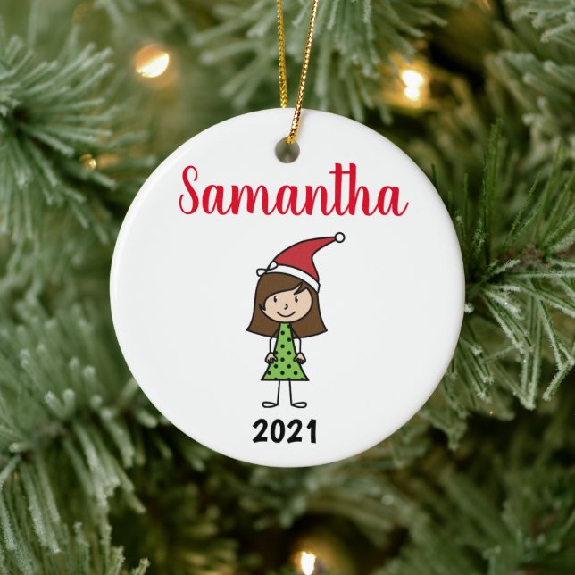 kids christmas character personalised name ceramic tree decoration (Tree)