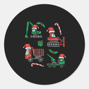 Kids Christmas Construction Vehicles Truck Xmas Bo Classic Round Sticker