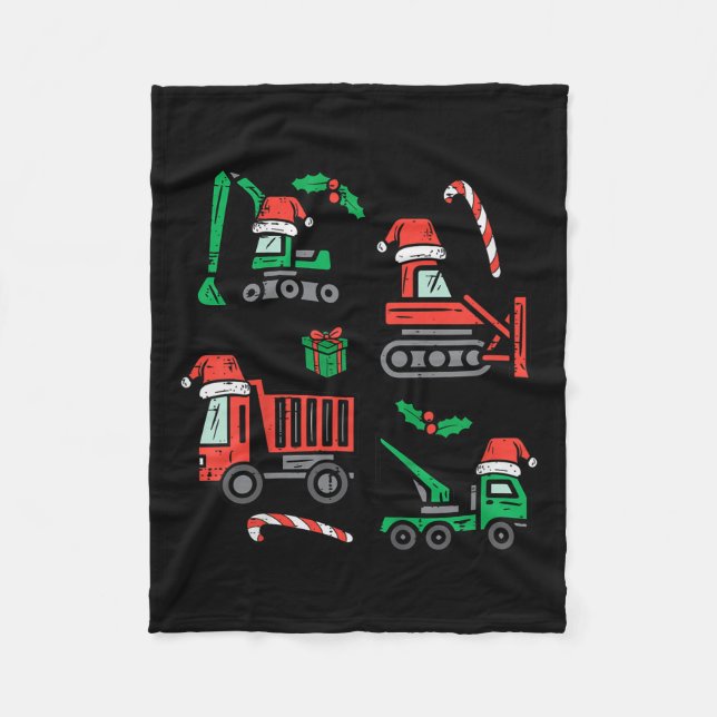 Kids Christmas Construction Vehicles Truck Xmas Bo Fleece Blanket (Front)