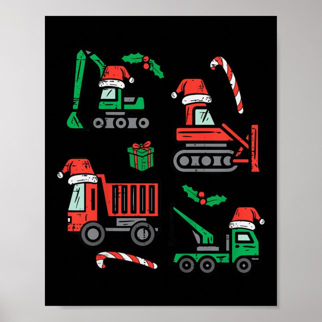 Kids Christmas Construction Vehicles Truck Xmas Bo Poster (Front)