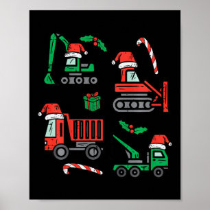 Kids Christmas Construction Vehicles Truck Xmas Bo Poster