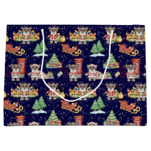Kids Christmas Cute Festive Animals Bear Large Gift Bag