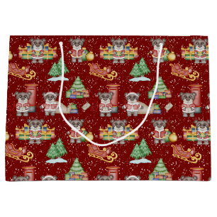 Kids Christmas Cute Festive Animals Bear Large Gift Bag
