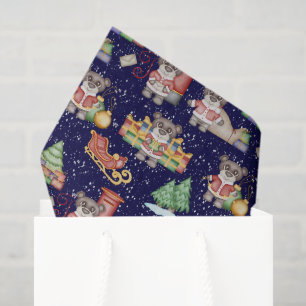 Kids Christmas Cute Festive Animals Bear Tissue Paper