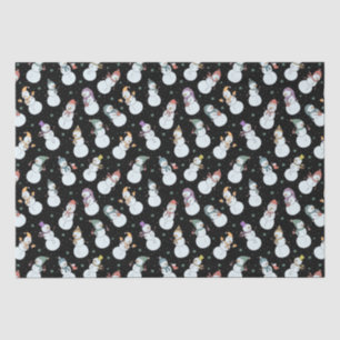 Kids Christmas Cute Snowman in Hats Black Tissue Paper