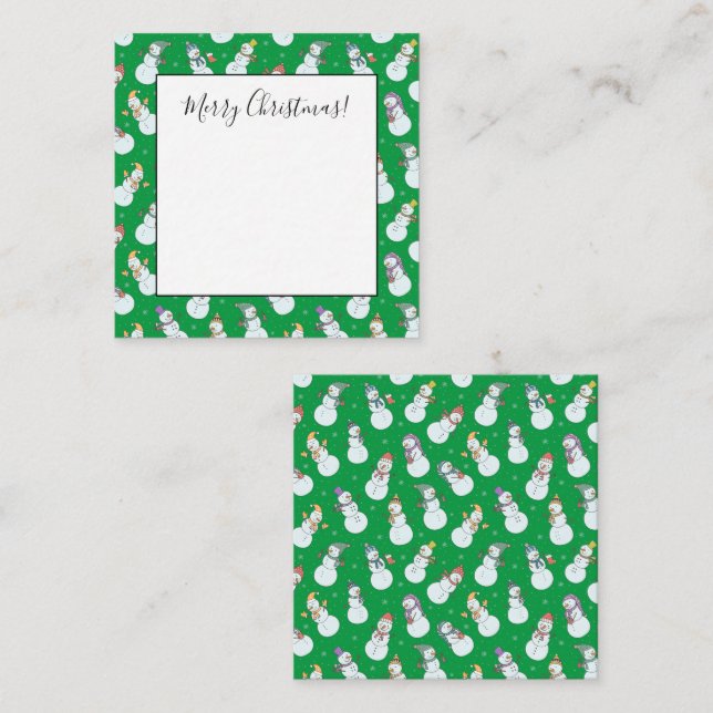 Kids Christmas Cute Snowman in Hats Card (Front/Back)