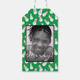 Kids Christmas Cute Snowman Personalised Photo Gift Tags