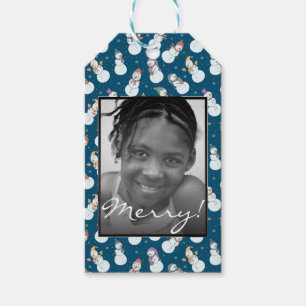 Kids Christmas Cute Snowman Personalised Photo Gift Tags