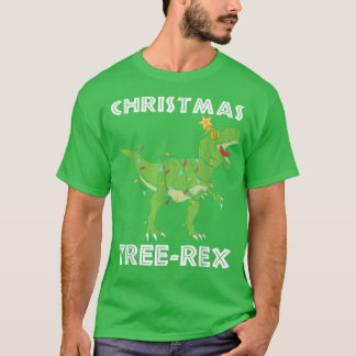 Kids Christmas Dinosaur Tree Rex Pyjamas Boys Xmas T-Shirt
