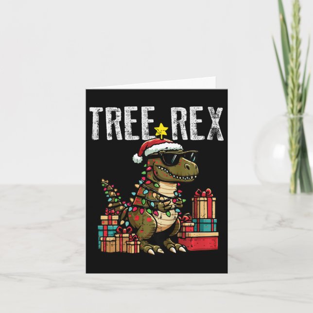 Kids Christmas Dinosaur Tree Rex Xmas Trex Toddler Card (Front)