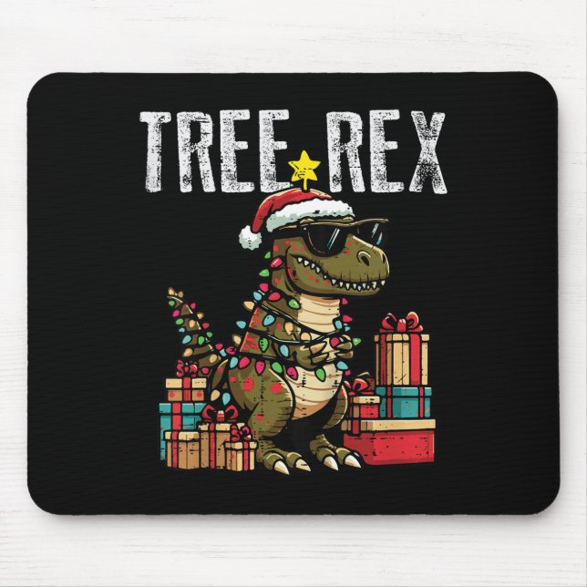 Kids Christmas Dinosaur Tree Rex Xmas Trex Toddler Mouse Mat (Front)