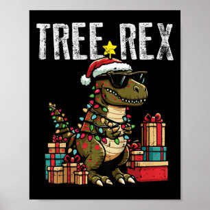 Kids Christmas Dinosaur Tree Rex Xmas Trex Toddler Poster