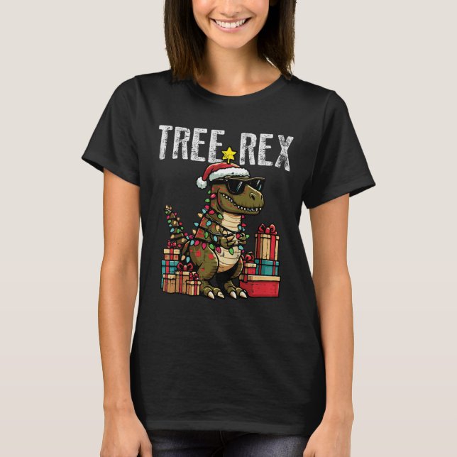 Kids Christmas Dinosaur Tree Rex Xmas Trex Toddler T-Shirt (Front)