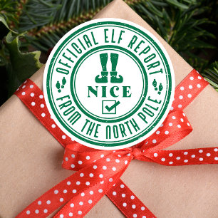 Kids Christmas Elf Nice  Square Sticker