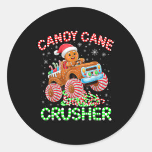 Kids Christmas Gingerbread Candy Cane Crusher Mons Classic Round Sticker