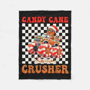Kids Christmas Gingerbread Candy Cane Crusher Mons Fleece Blanket