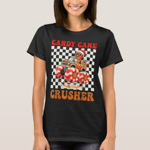 Kids Christmas Gingerbread Candy Cane Crusher Mons T-Shirt