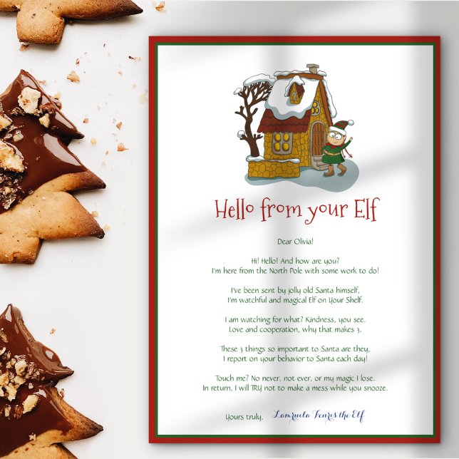Kids Christmas Girl Elf Hello Letter Invitation (Creator Uploaded)