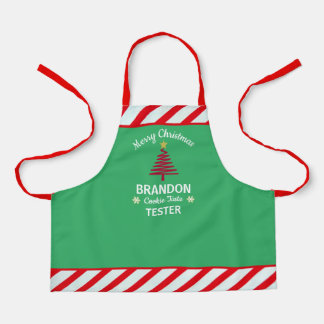 Kid's Christmas Green & Red White Stripes Custom  Apron