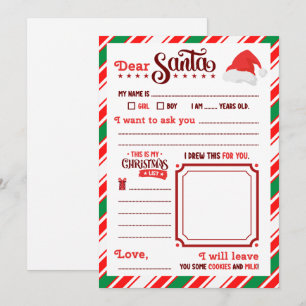 Kids Christmas Minimalistic Santa Letter Wishlist Invitation