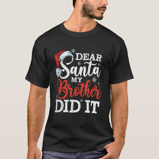 Kids  Christmas Pajama Dear Santa My Brother Did I T-Shirt (Front)