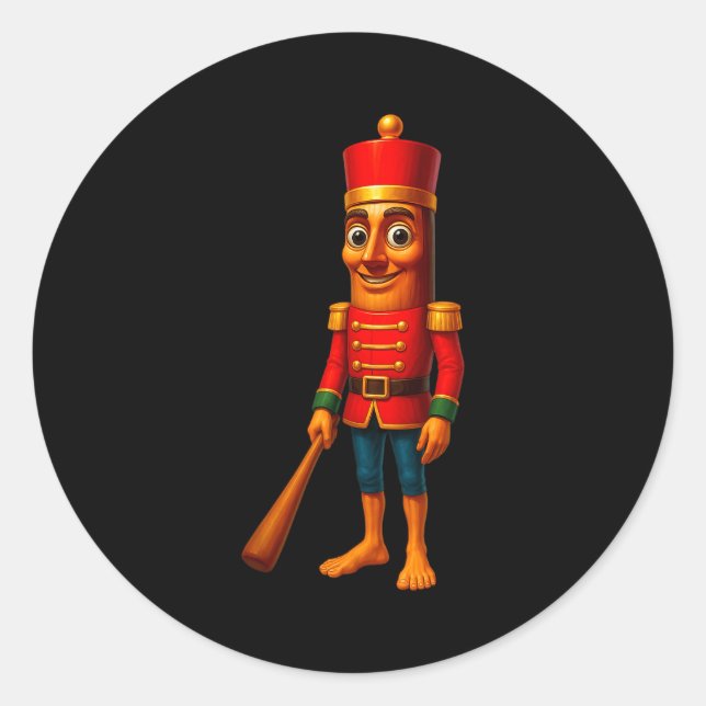 Kids Christmas Pajama Tung Sahur Nutcracker Brainr Classic Round Sticker (Front)