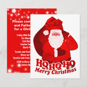 Kids Christmas party invitation Santa red