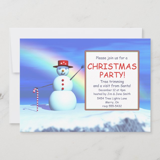 Kids' Christmas Party Snowman Invitation (Front)