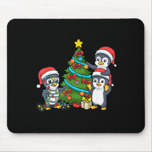 Kids Christmas Penguin Christmas Tree Lights Baubl Mouse Mat