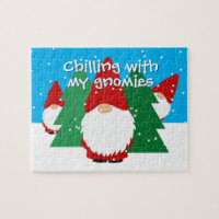 Kid's Christmas puzzle with funny red gnomes