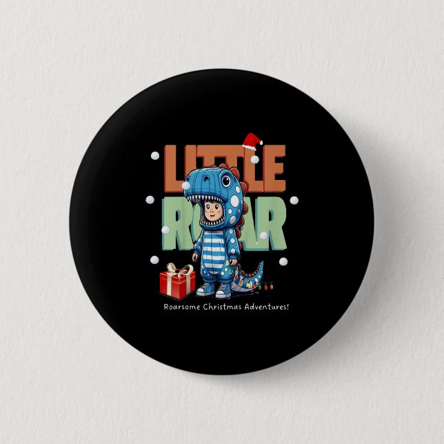 Kids Christmas Roar Dinosaur Kids Boys Xmas Gift  6 Cm Round Badge (Front)