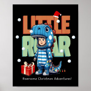 Kids Christmas Roar Dinosaur Kids Boys Xmas Gift Poster