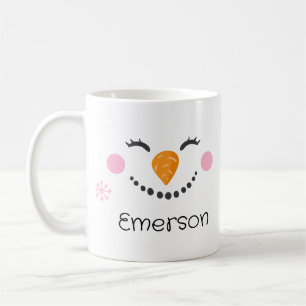 Kid's Christmas Smiling Snowman Personalised Mug
