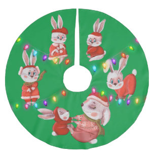 Kids Christmas Snow Bunny Tree Skirt