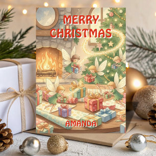 Kids Christmas Sparkle Fairies Helpers Holiday Card