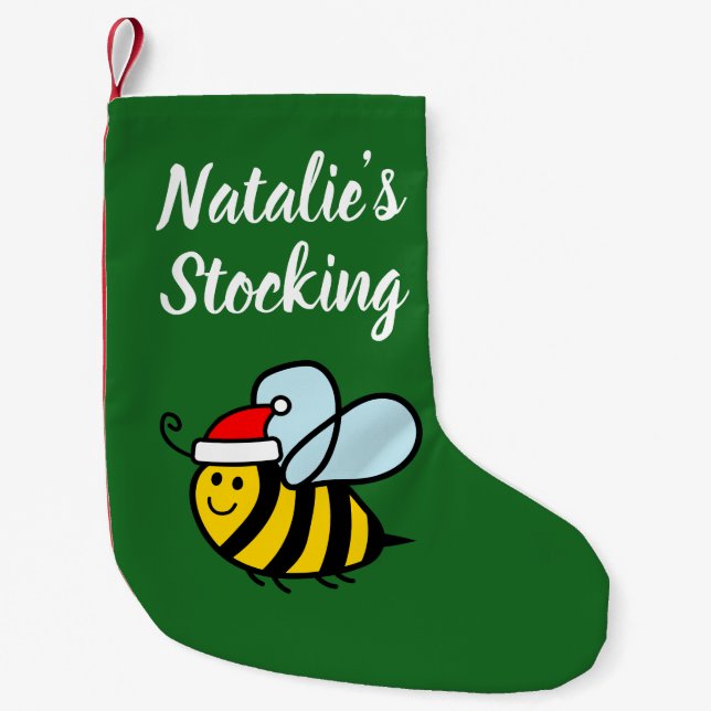 Kid's Christmas stocking with cute Santa bee (Front)