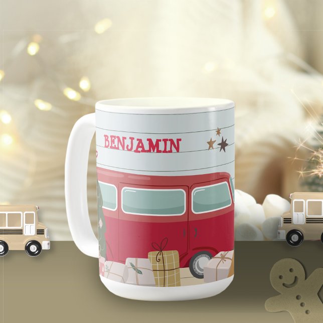 Kids Christmas Tree Adventure Bus Tent Coffee Mug (Kids Christmas Tree Adventure Bus Tent Coffee Mug ©Susanne Sachers - Sunny Mind 🌞)