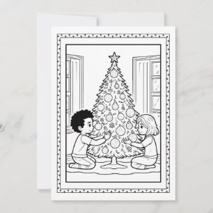 Kids Christmas Tree Colouring Flat Note Card