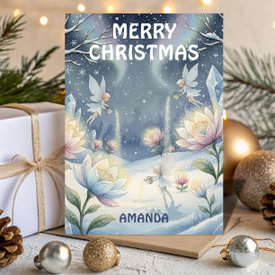Kids Christmas Winter Fairy Garden Holiday Card